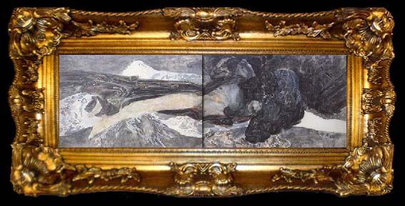 framed  Mikhail Vrubel Flying Demon (mk19), ta009-2